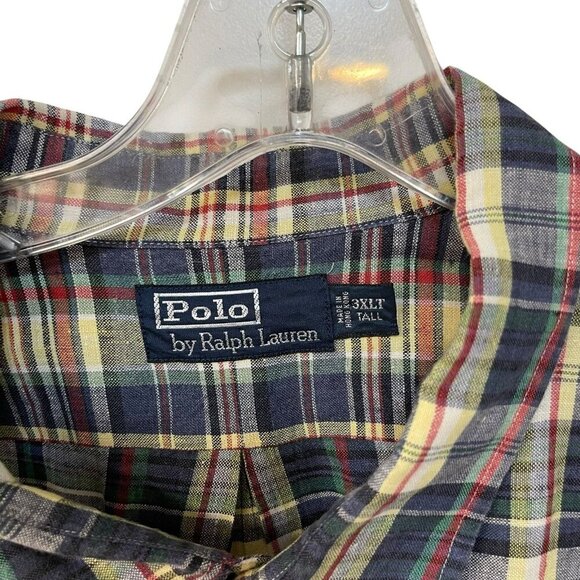 Polo Ralph Lauren Linen Button Down Long Sleeve Shirt Plaid Men’s Size 3XLT Tall - Picture 2 of 6